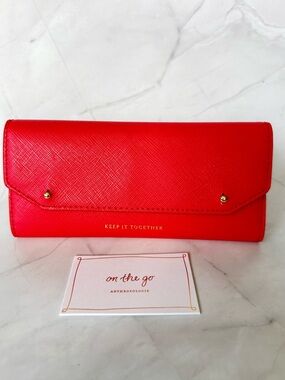 NWT Anthropologie Elizabella Red Wallet Clutch w/ Pen & Insert